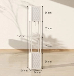 Lampada da terra moderna con 2 ripiani grigio chiaro, 26 x 26 x 156 cm