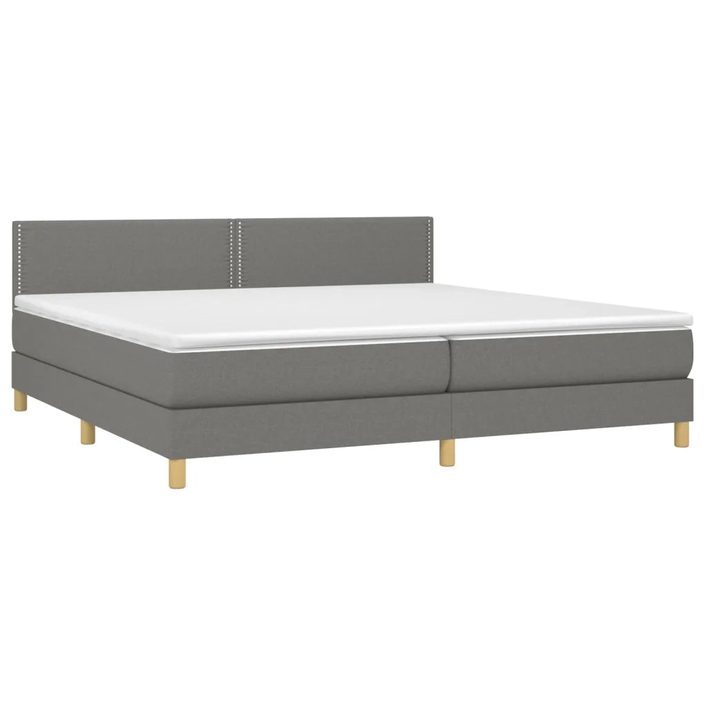 Giroletto a Molle con Materasso Grigio Scuro 200x200 cm Tessuto