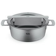 Fissler Pentola per Arrosti 24 cm 39 l Acciaio Inox con Coperchio in Vetro Adatta a Induzione