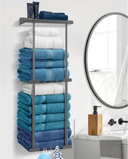 Organizzatore per asciugamani - Organizzatore per la bagno - Crea l'ordine - Senza perforare - 38-75 cm - Grigio