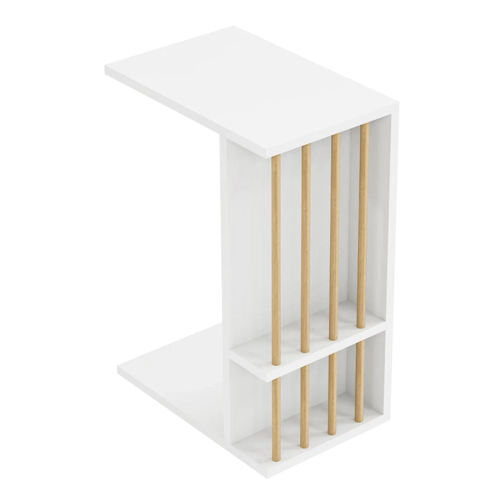 Tavolino laterale in truciolare legno e plastica 44 x 29 x 65 cm bianco 03_0010958