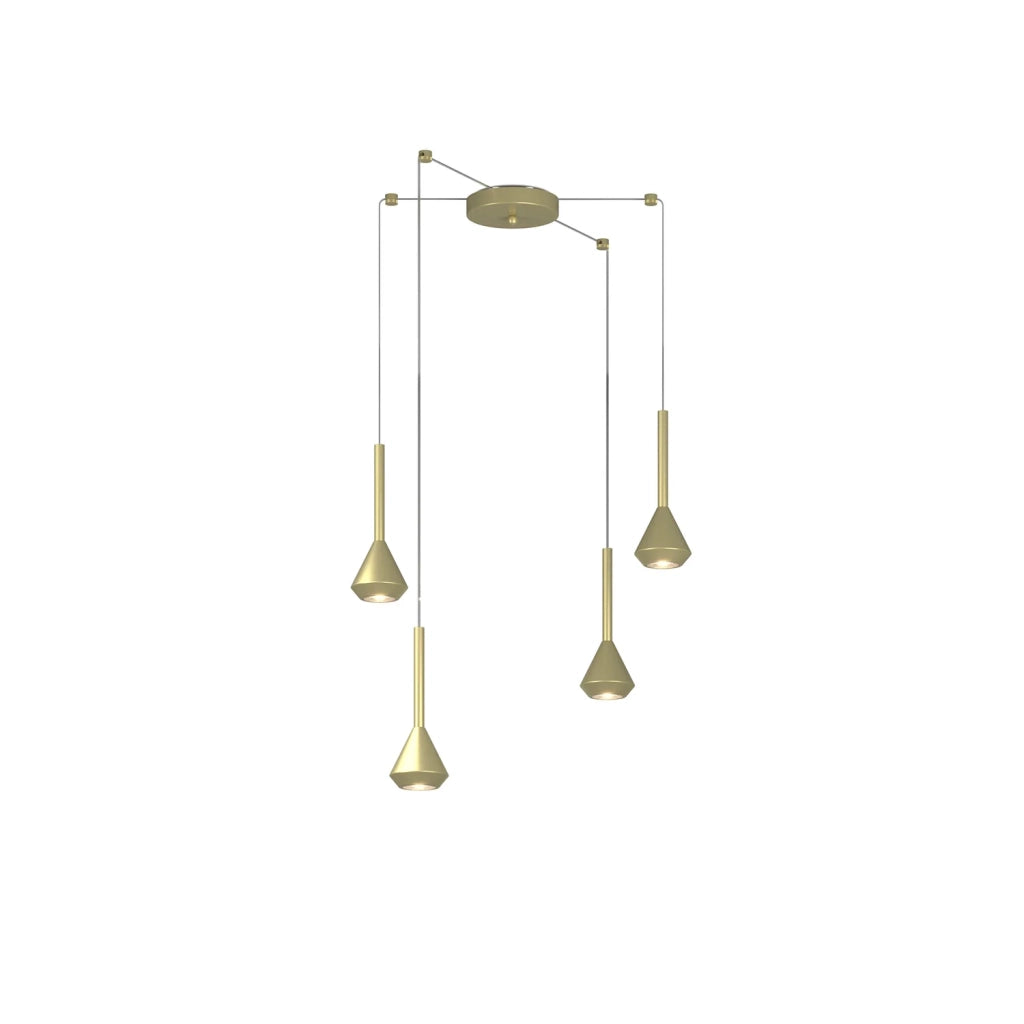 Lampadario Moderno Aygo Metallo Ottone 4 Luci Gu10