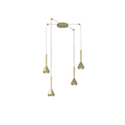 Lampadario Moderno Aygo Metallo Ottone 4 Luci Gu10