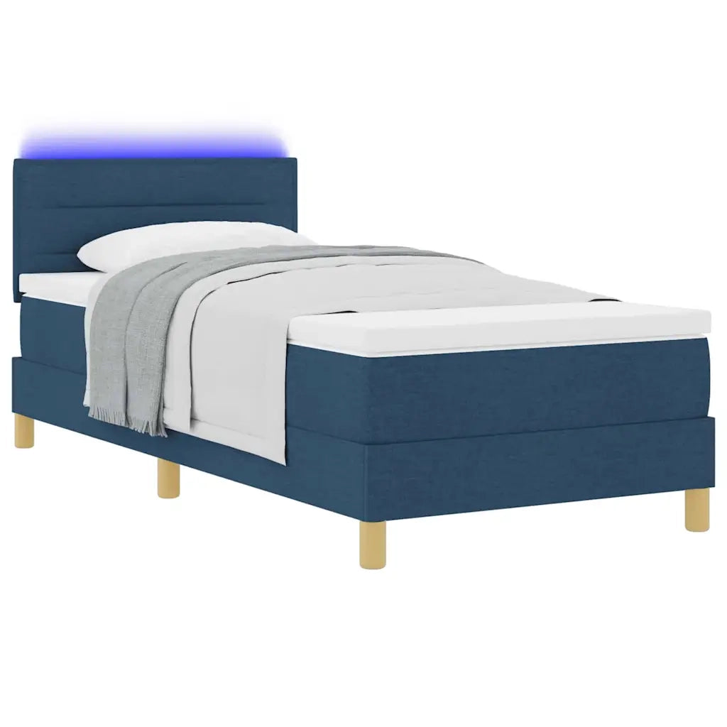 Letto a Sorgente LED con strisce LED Blu 100 x 200 cm Tessuto 3342344