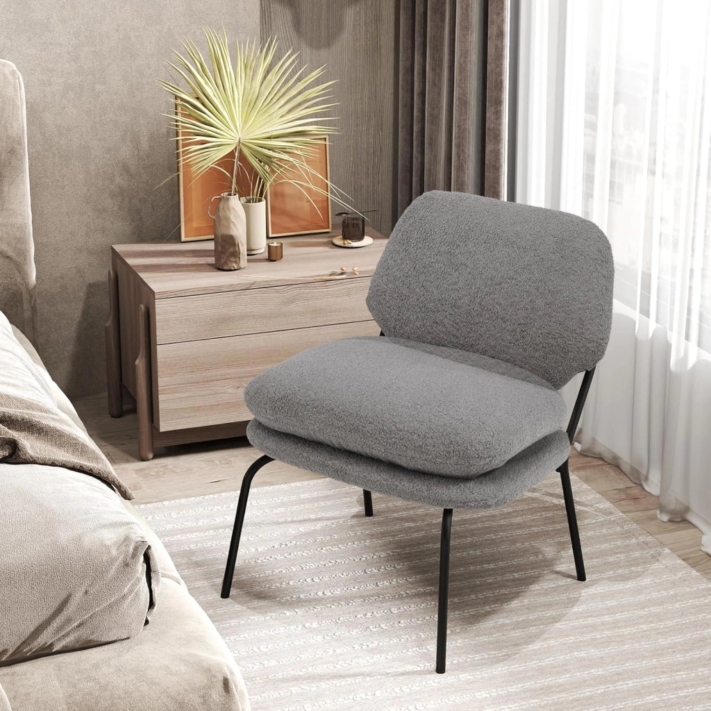 Sedia da pranzo imbottita per trucco, in tessuto felpato, sedia da scrivania con cuscino posteriore rimovibile, portata fino a 145 kg, 58 x 54 x 77 cm