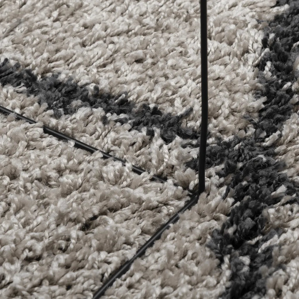 Tappeto Shaggy PAMPLONA a Pelo Lungo Beige e Antracite Ø 100 cm 375398