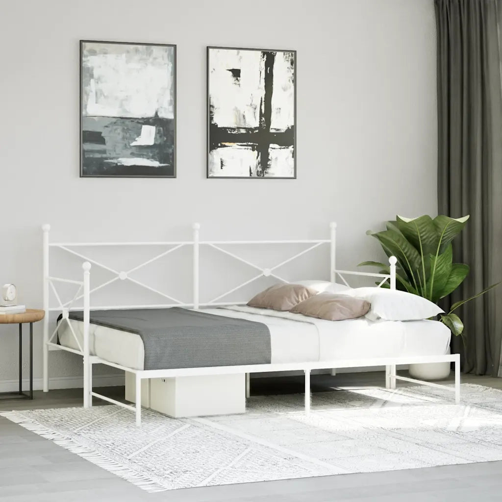 Divano Letto Estraibile senza Materasso Bianco 90x200cm Acciaio 4104689