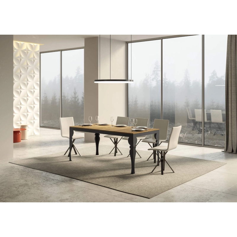 Tavolo allungabile 90x160/264 cm Paxon Evolution telaio Antracite - Quercia Natura