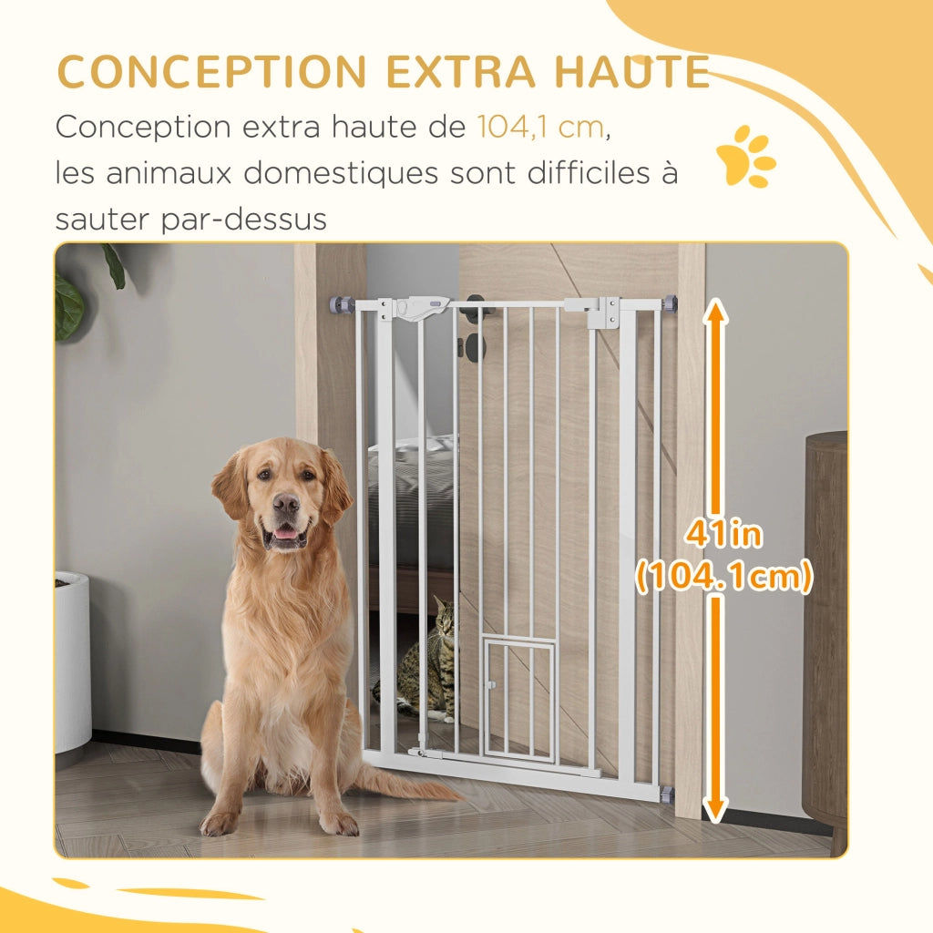 Barriera di sicurezza per animali 104H cm con porta e chiusura automatica ¨C zephmum ¨C doppio blocco, senza foratura