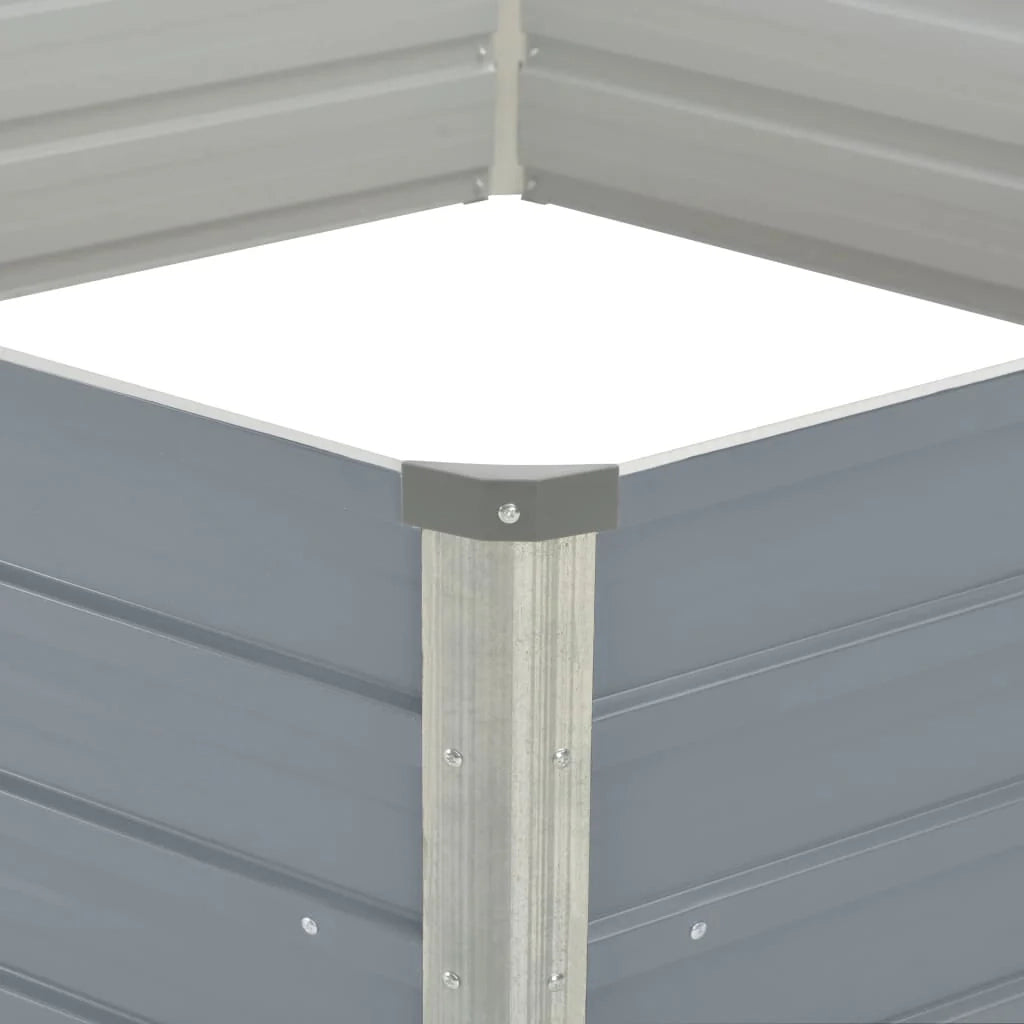 Fioriera rialzata per piante e fiori giardino 129 x 129 x 46 cm acciaio zincato grigio 02_0000790
