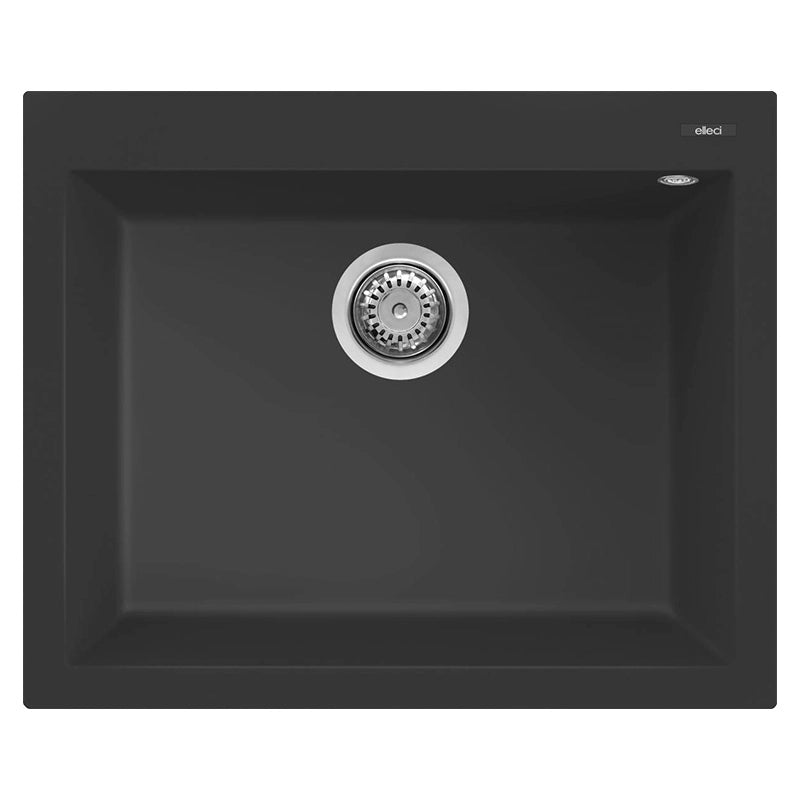 Lavello Elleci Incasso 1 vasca 61x50 Quadra 110 Granitek Nero LGQ11040