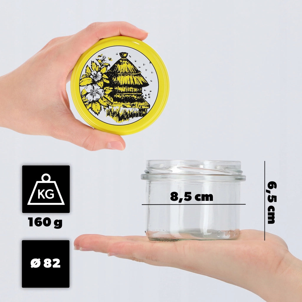 KADAX Tartu barattoli di vetro 235ml 50pz 82mm + coperchi "Api"