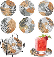 6 pezzi di Onderzetters per Diamond Painting, Onderzetters a forma di foglie verdi per Diamond Painting con Onderzetters decorativi in acrilico con Kit per Diamond Painting per adulti e bambini principianti