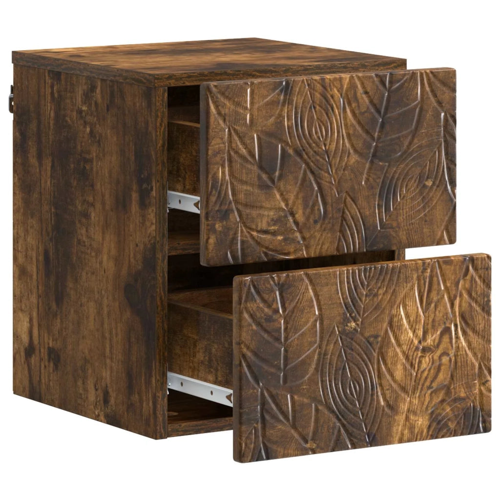 Mobiletto da notte a muro 2 pcs Rovere Fumo 34,5 x 33 x 40 cm 898816
