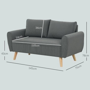 DIVANO 2 POSTI in velluto a coste 145x75x78 cm grigio scuro