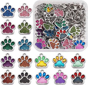 32 pezzi di attaccapiedi per gatti e cani in lega emaille con impronta di piede animale, 38 pezzi di chiavi e 38 pezzi di chiusure a forma di granchio per la creazione di accessori artigianali.