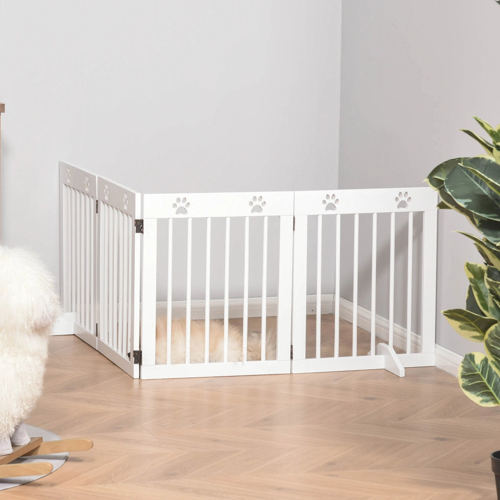 Barriera per Cani Pieghevole 4 Pannelli ¨C Zephmum ¨C Bianco 204x61 cm