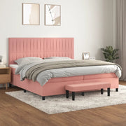 Giroletto a Molle con Materasso Rosa 200x200 cm in Velluto 3137988