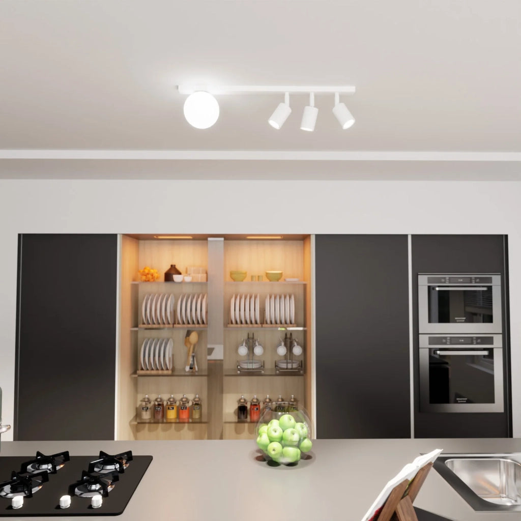 Plafoniera Minimal 4 Luci Sobek In Acciaio Bianco E14+Gu10