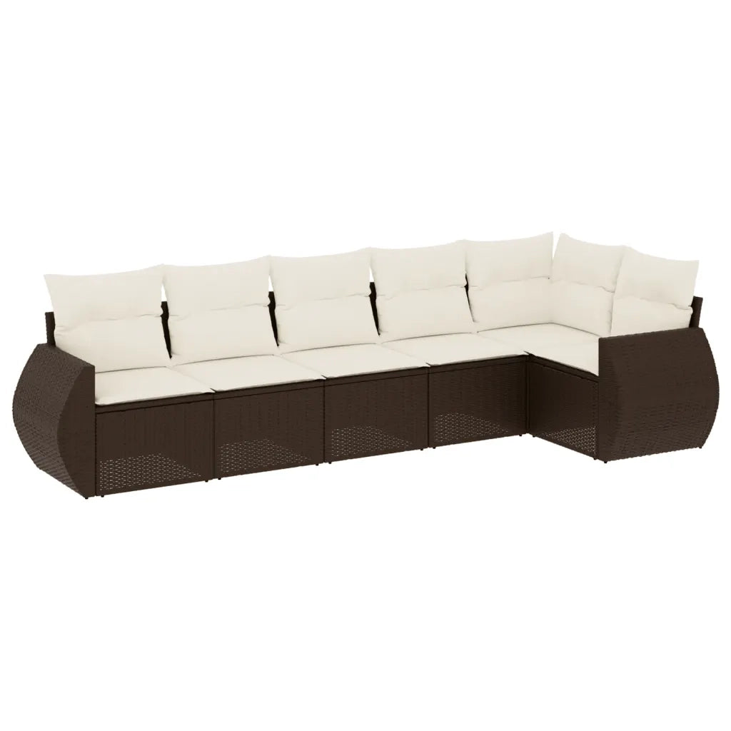 Set Divano da Giardino 6 pz con Cuscini Marrone in Polyrattan 3221392