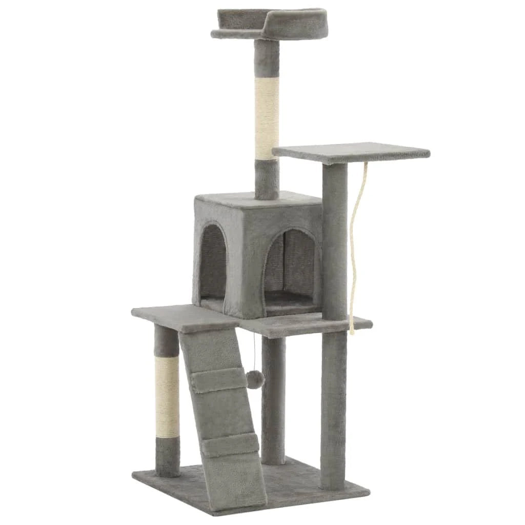 Tiragraffi albero per gatti cuccia per gatti giocattolo peluche sisal 120 cm grigio 3702214