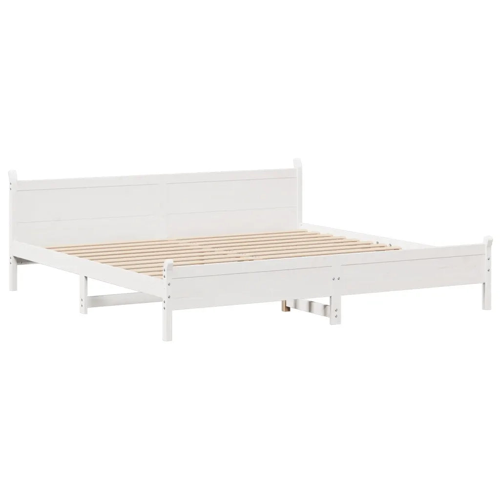 Letto matrimoniale | Letto per adulti | Letto senza Materasso Bianco 180x200 cm Legno Massello di Pino