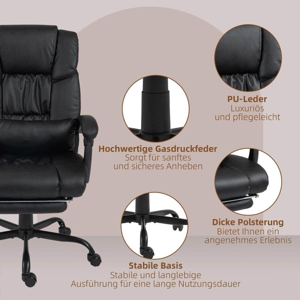 Sedia da Ufficio Ergonomica con Massaggio e Poggiapiedi ¨C Xylo ¨C Schienale Alto, Supporto Lombare, Nero