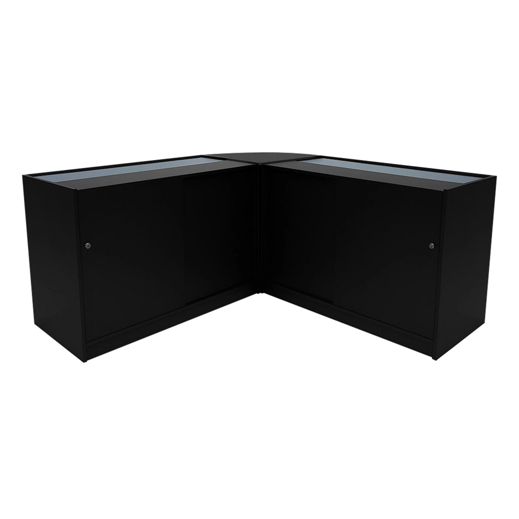 Set Bancone Nero Apollo LED K1200 LM60 con Vetrina Espositiva 3 Ripiani