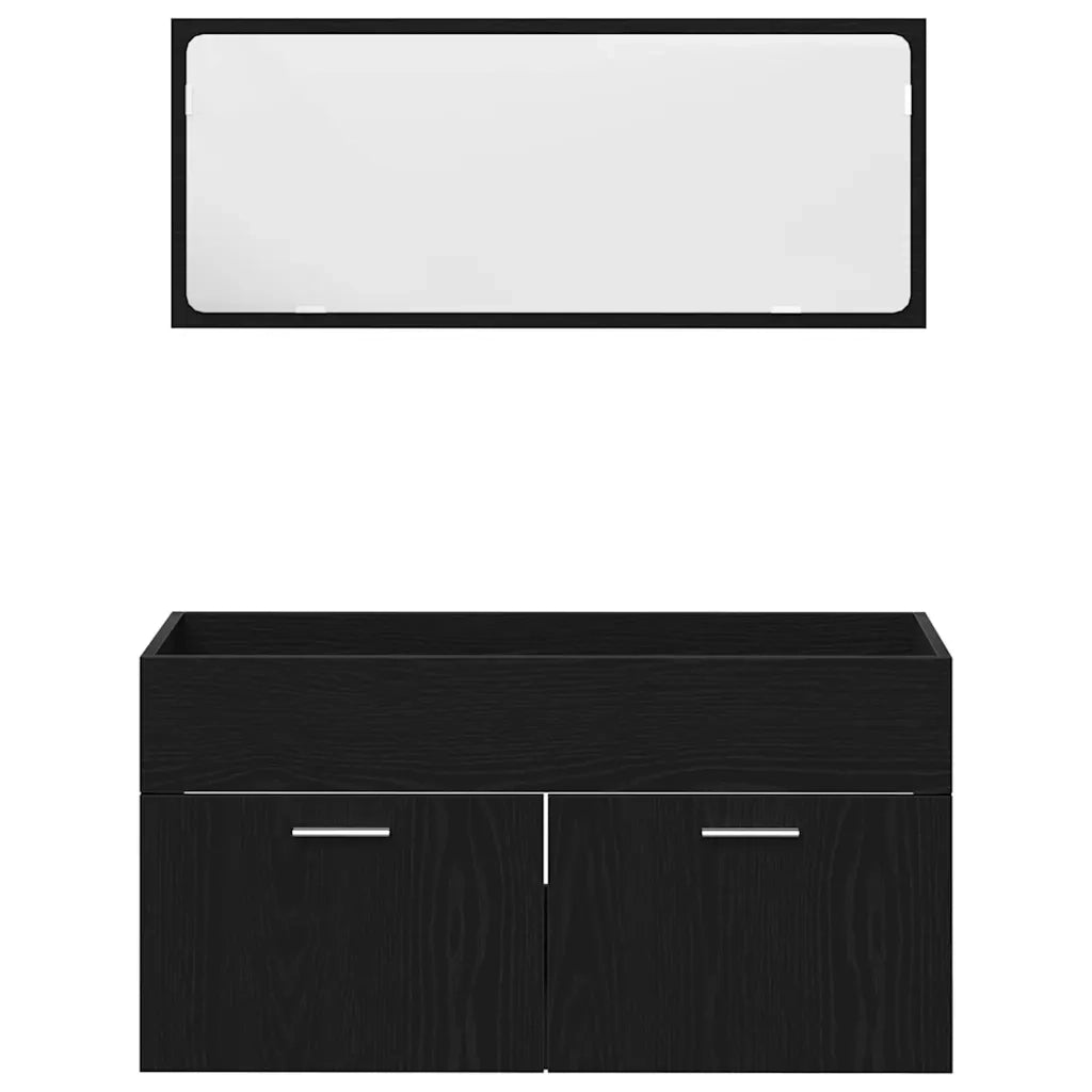 Set di mobili per il bagno 4 pcs Rovere Nero Legno multistrato 3334373