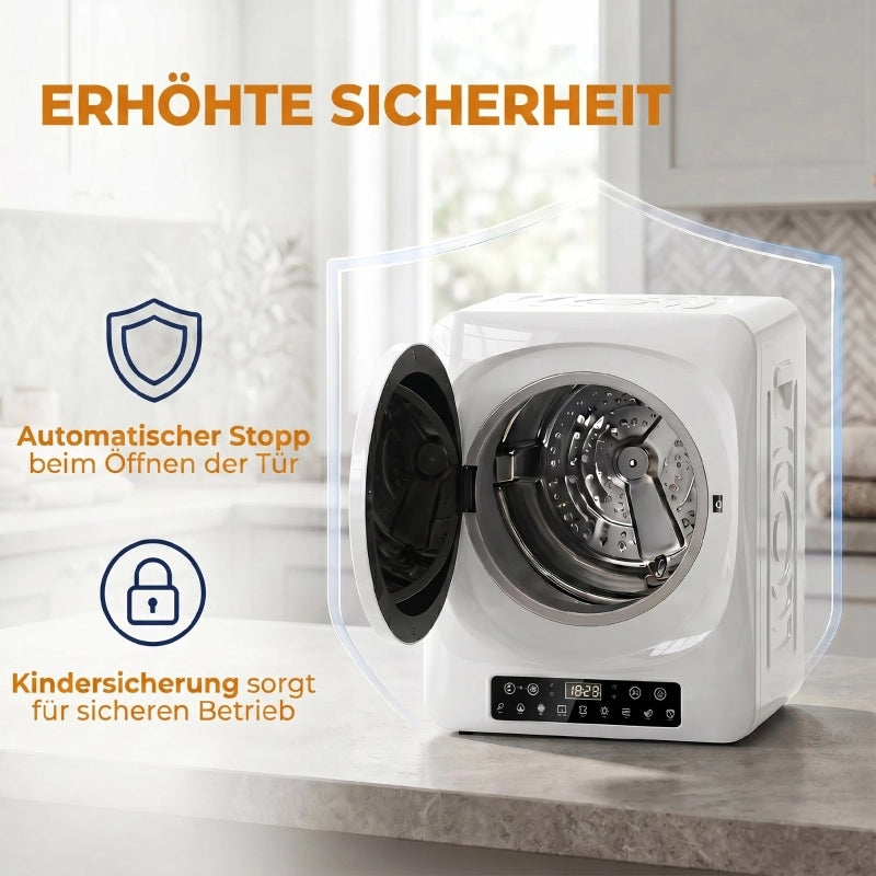 Asciugatrice compatta a ventilazione da 1000 W con modalit¨¤ extra dry ed ECO, timer e impostazioni di temperatura, bianca