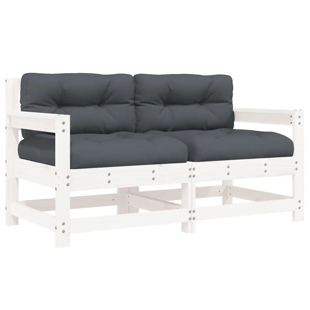 Sedia da patio-Sedie da Giardino con Cuscini 2pz Legno Massello di Pino Bianco 548970