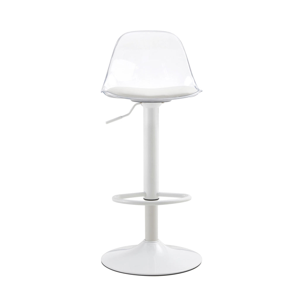 Set 2 sgabelli da bar ULEVR girevoli 360¡ã, altezza regolabile 82-104 cm, schienale trasparente e base bianca