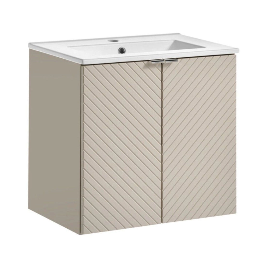 Set da bagno AOKI: mobile sottolavello con armadietti 60cm + lavabo incassato bianco