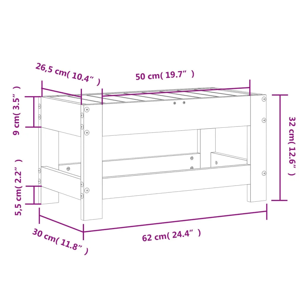 Sedia da giardino-Poggiapiedi da Giardino Bianco 62x30x32 cm Legno Massello Pino