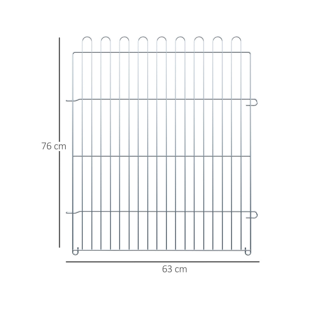 Recinzione decorativa per cuccioli a 8 pannelli con porta e 8 ancoraggi per esterno in acciaio silver 63 × 76 cm