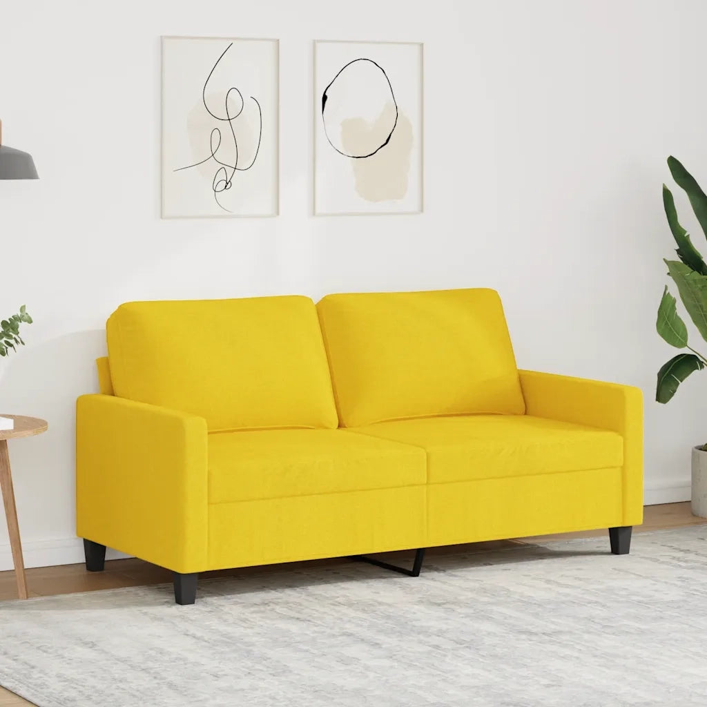 Divano a 2 Posti Giallo Chiaro 140 cm in Tessuto 359168
