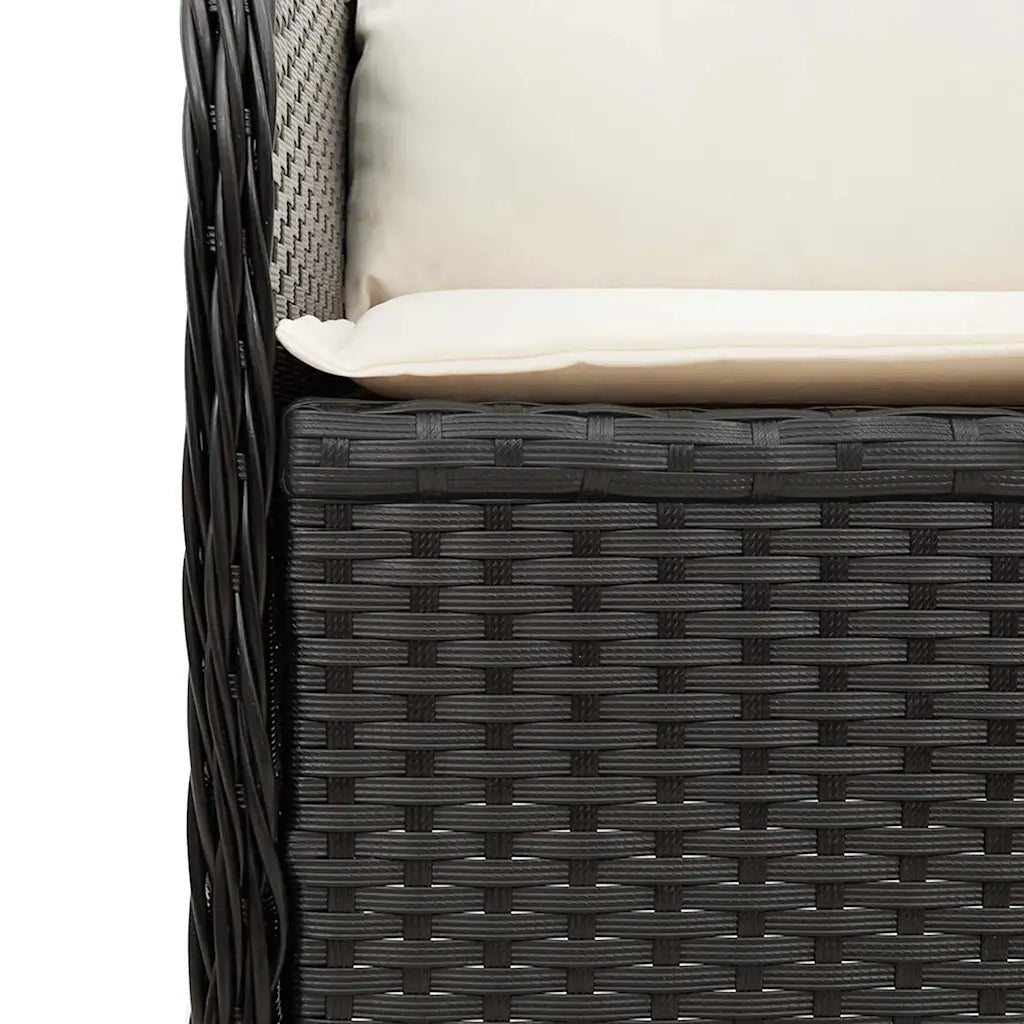 Panca Reclinabile da Giardino con Cuscini-Sgabello-Sedia da esterno Nera in Polyrattan 211578