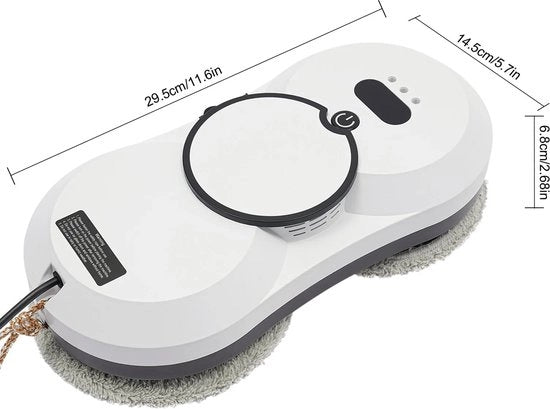 Robot per la pulizia delle finestre - Incluso pannelli di pulizia - Compatibile per interni ed esterni - Incluso telecomando - Incluso sistema di pulizia - Bianco