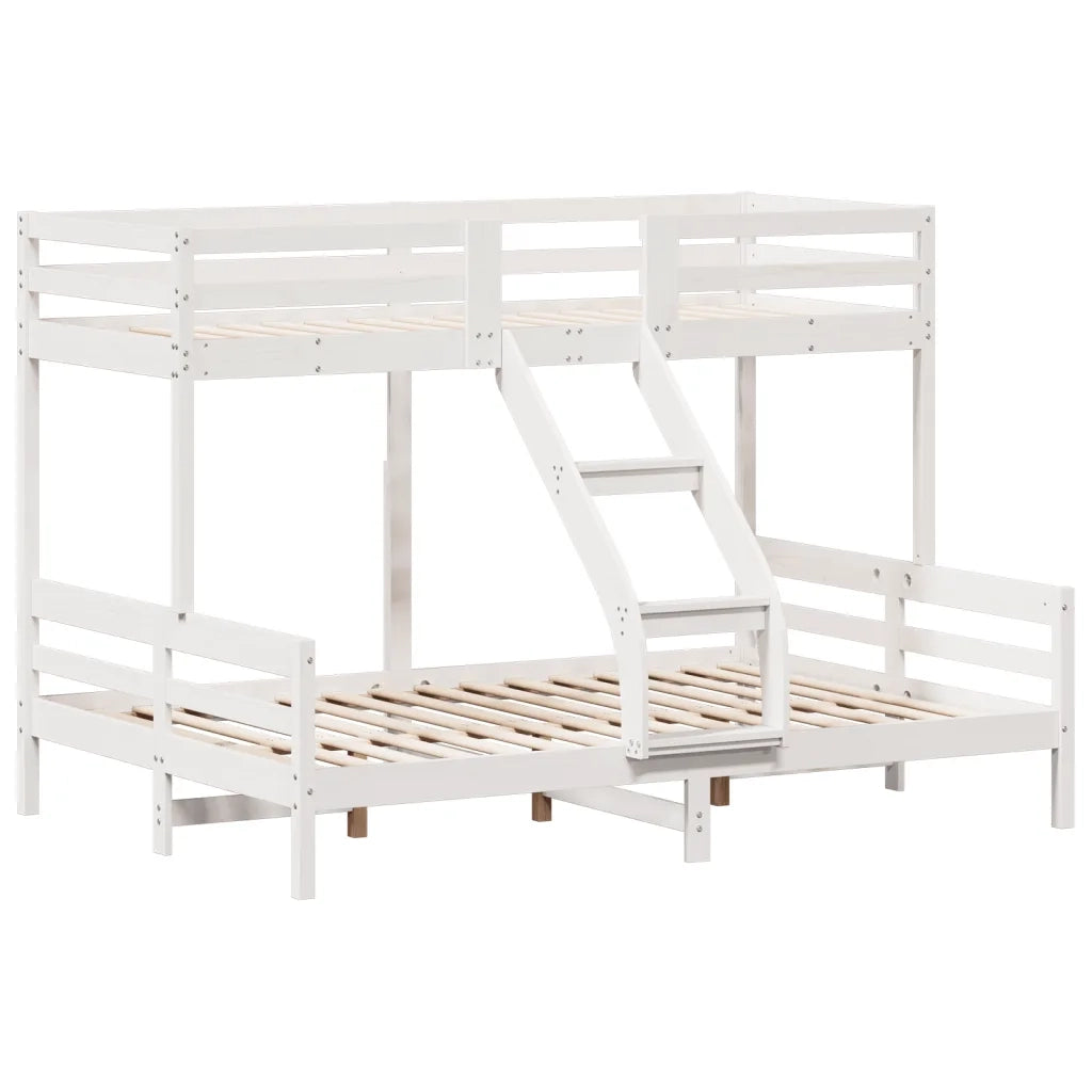 Letto a Castello 90x200/140x200cm Bianco Legno Massello di Pino