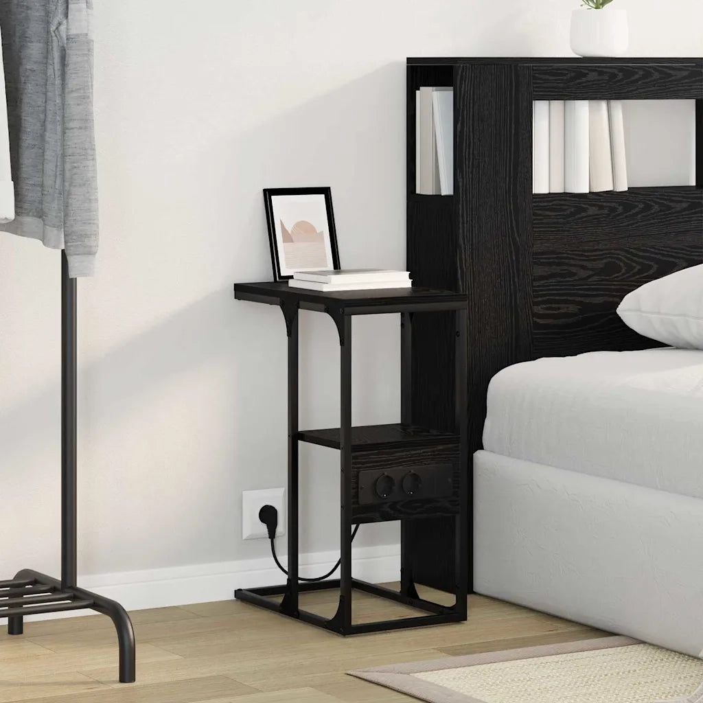vidaXL Armadio da Notte con cassetto Rovere nero 41.5 x 26 x 60.5 cm