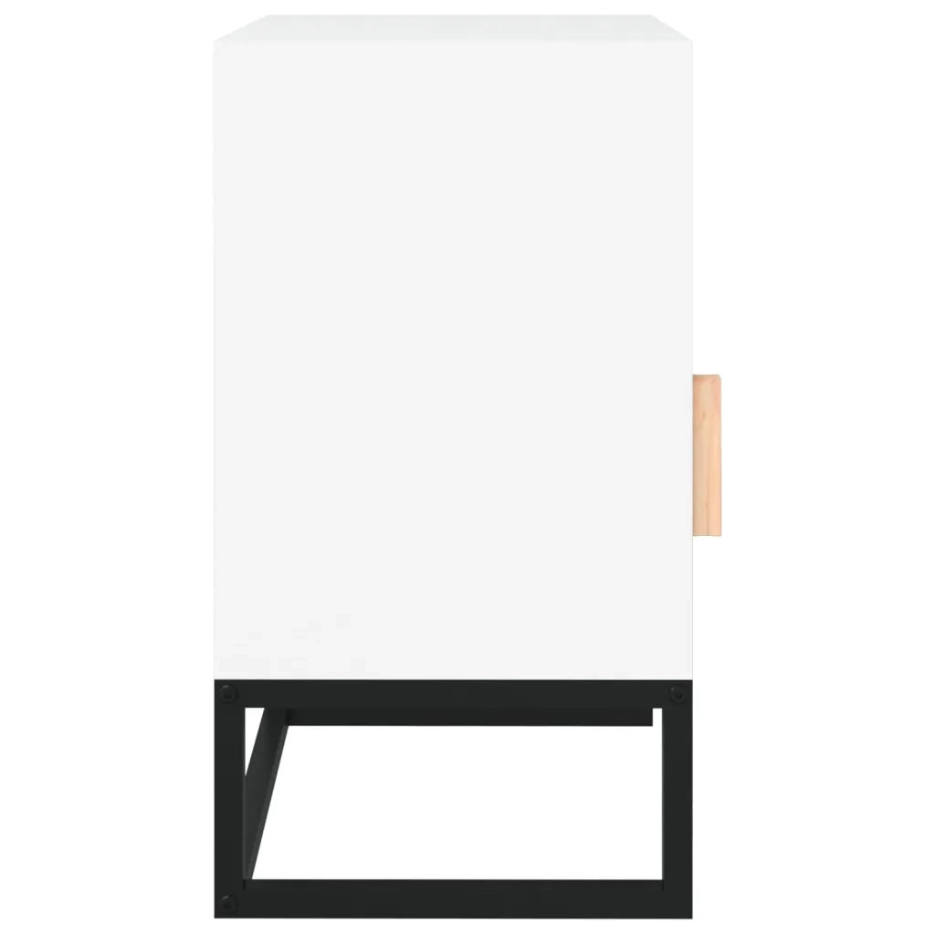 Set di 2 Comodini | Armadio da Notte | Mobiletto da notte Bianchi 40x30x55,5 cm Legno Multistrato e Ferro