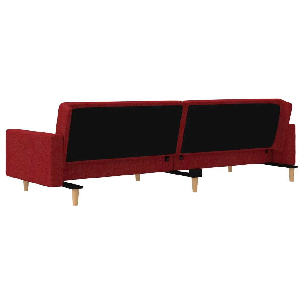 Divano Letto a 2 Posti con 2 Cuscini Rosso Vino in Tessuto 375907