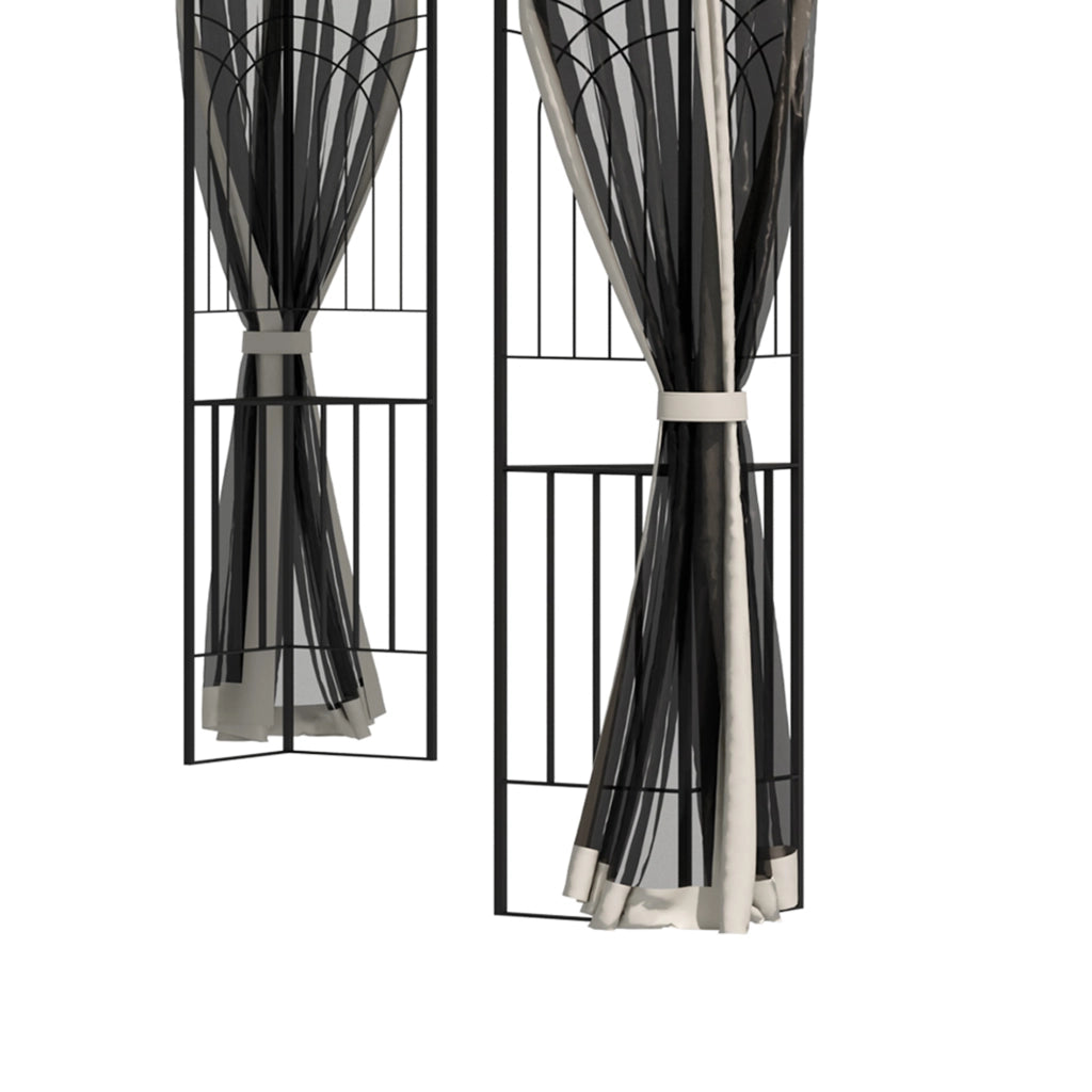 Gazebo da giardino con doppio tetto Tenda da giardino Tenda da giardino Tenda per feste con 4 x pareti laterali in metallo+poliestere beige 2;99 x 2;99 x 2;74 m