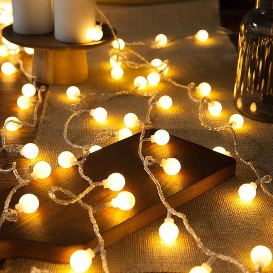 Luce a led, lampada da tenda con effetto stellato, luce a palla bianca, decorativa, con luce calda, 10 m, 80 lumen, alimentata da USB, sempre luminosa, 2 pezzi.
