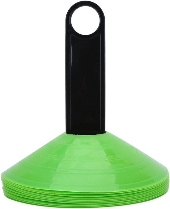 Accessori di allenamento per calcio - Kegli di allenamento - Pratici - 10 pezzi - Verde - Allenamento della velocità - Agilità - Accessori di allenamento - Per giocatori di calcio - Per uso domestico