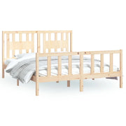 Letto matrimoniale | Letto per adulti | Giroletto con Testiera in Legno Massello di Pino 160x200 cm