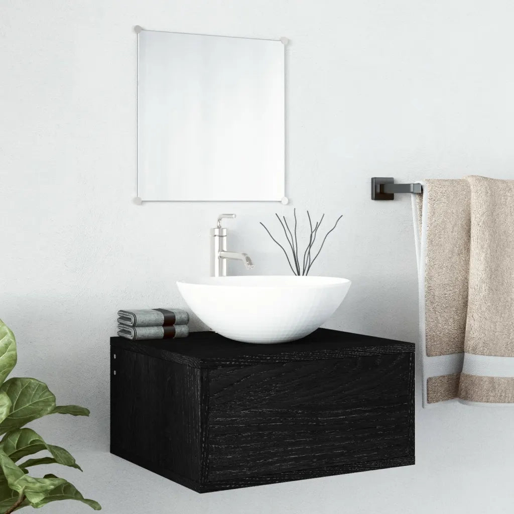 Set Mobili da Bagno | Armadio da bagno 2 pz Nero in Legno Multistrato