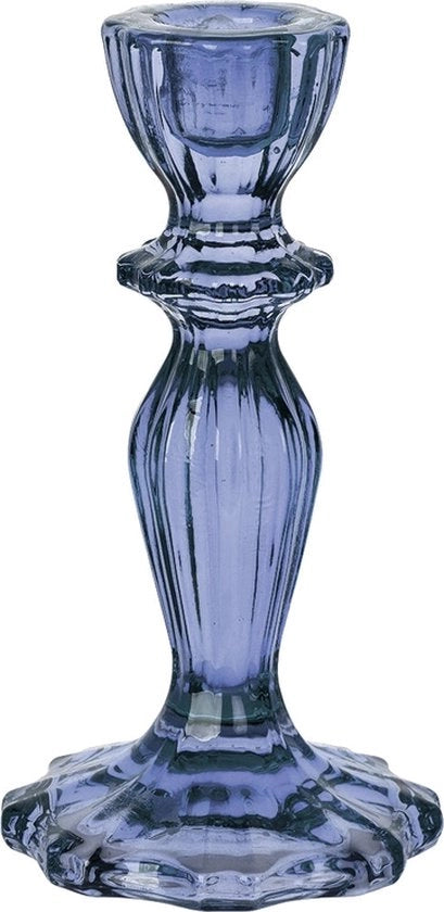 Candelaio in vetro - colore blu scuro - stile Ibiza