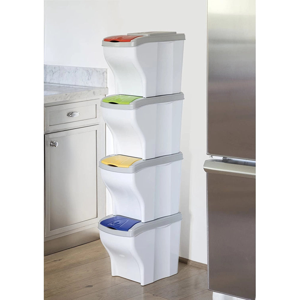 Trade Shop - Pattumiera Per Raccolta Differenziata 4 Colori Verticale Bidoni Spazzatura 80 Lt -