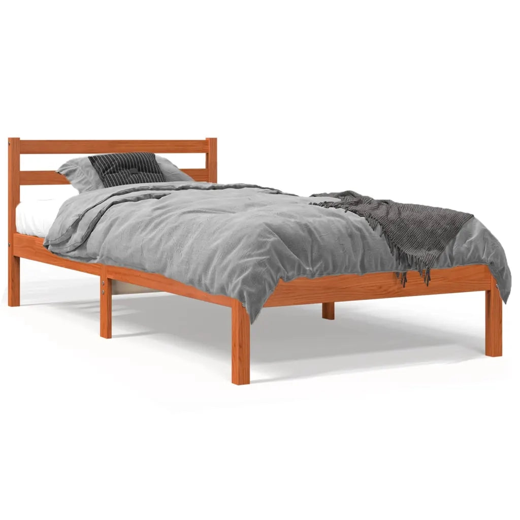 Letto senza Materasso Marrone Cera 75x190 cm in Legno di Pino 844137
